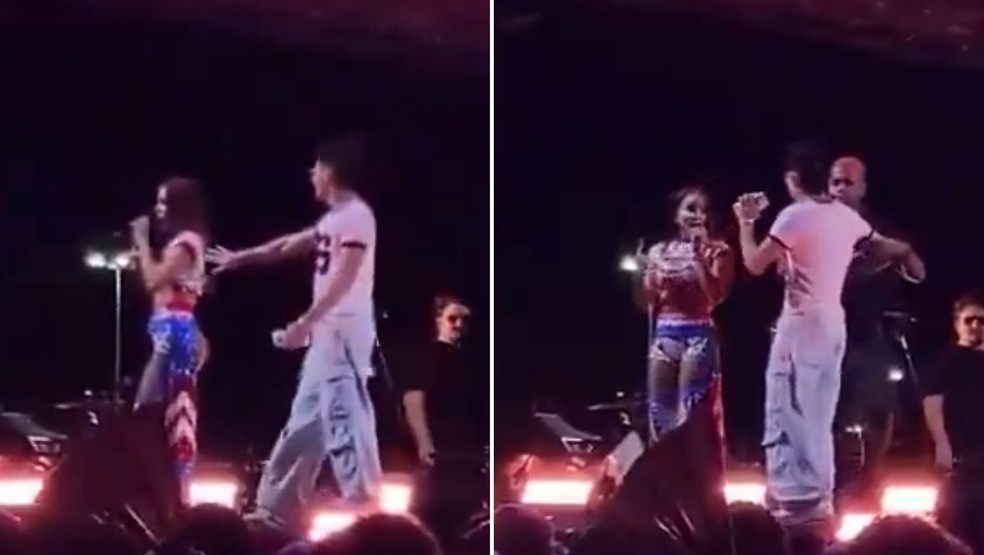 F&atilde; invade palco de show pr&eacute;-Carnaval da Anitta e leva fora da cantora &mdash; Foto: Reprodu&ccedil;&atilde;o/Instagram