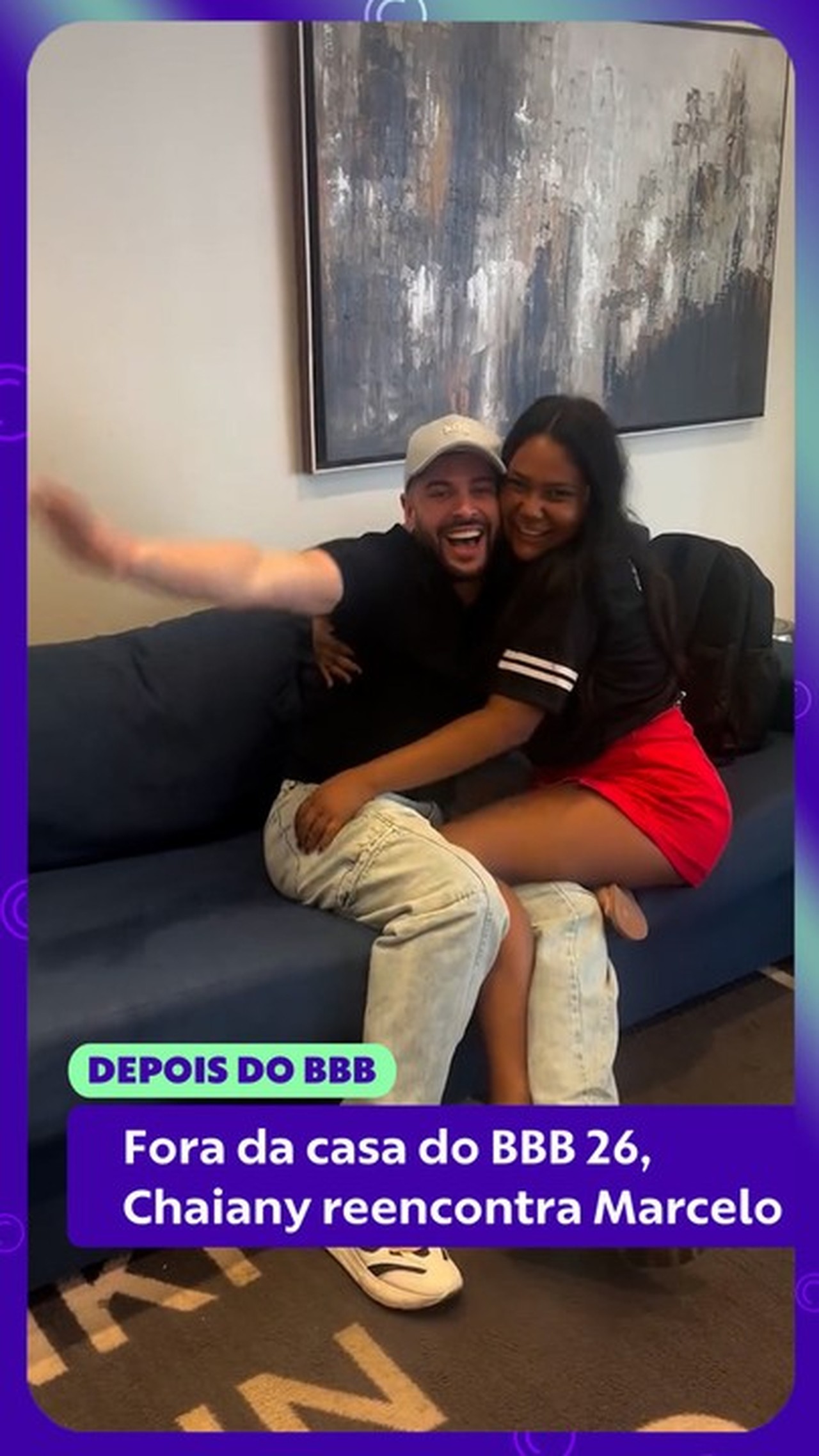 Fora da casa do BBB 26, Chaiany reencontra Marcelo: 'Era pra ser uma surpresa toda planejada'