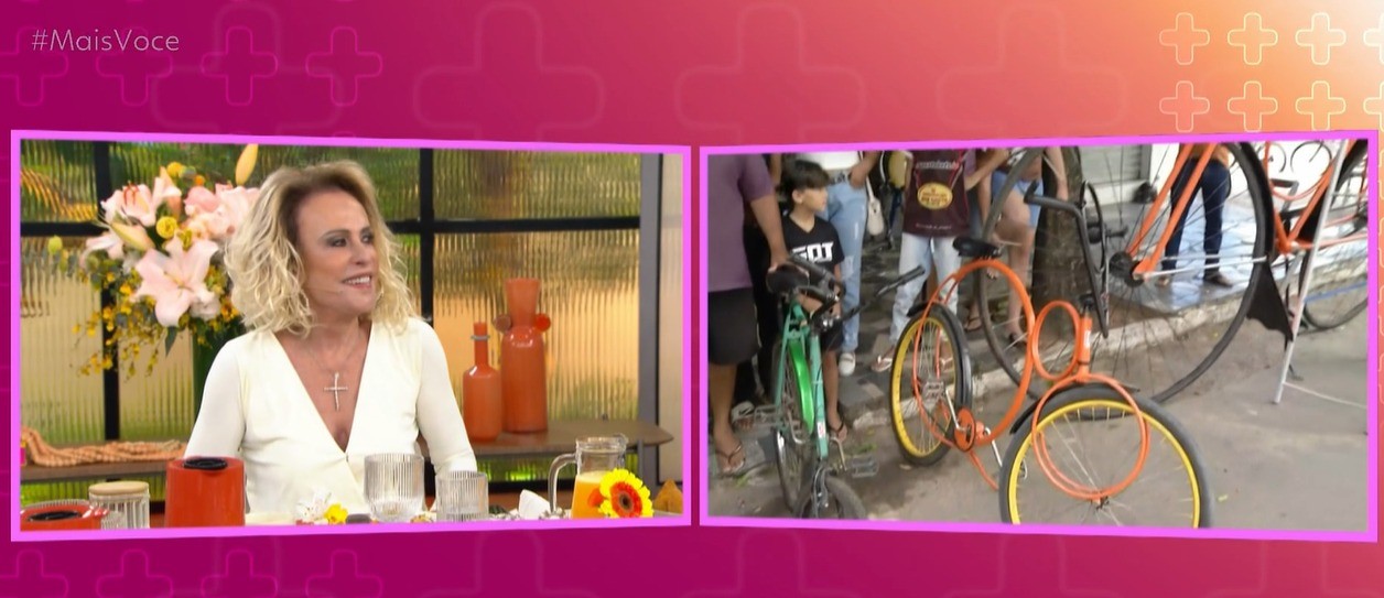 Ana Maria Braga ganha homenagem de inventor da 'bikebunda' e bicicleta personalizada com seu nome
