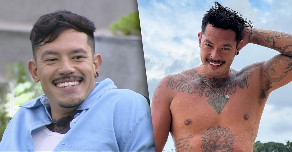 Antes e depois de Gabriel, do BBB 25 — Foto: Globo / Reprodução / Instagram