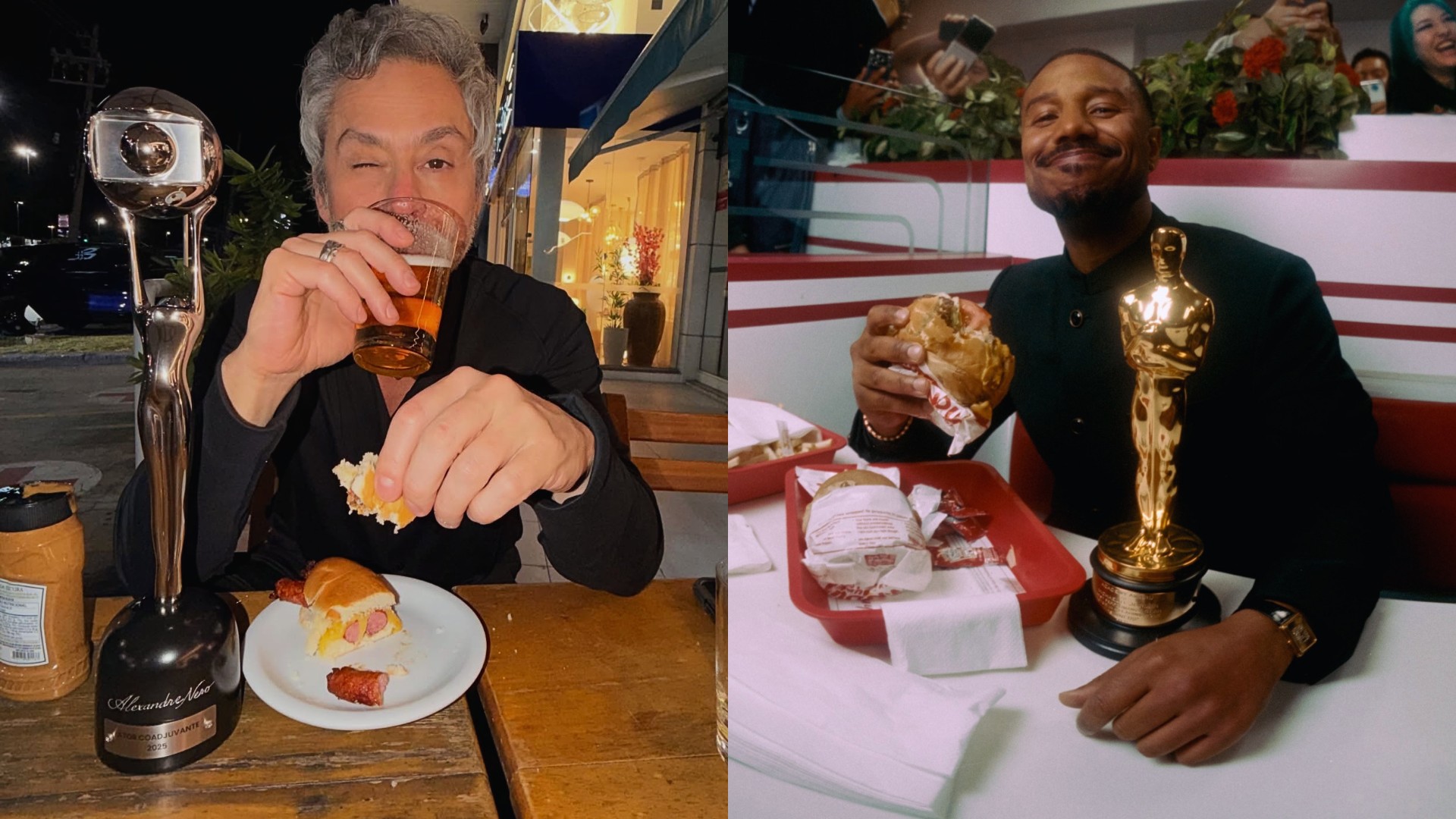 À la Michael B. Jordan, o ator Alexandre Nero celebra vitória no Melhores do Ano com 'podrão'