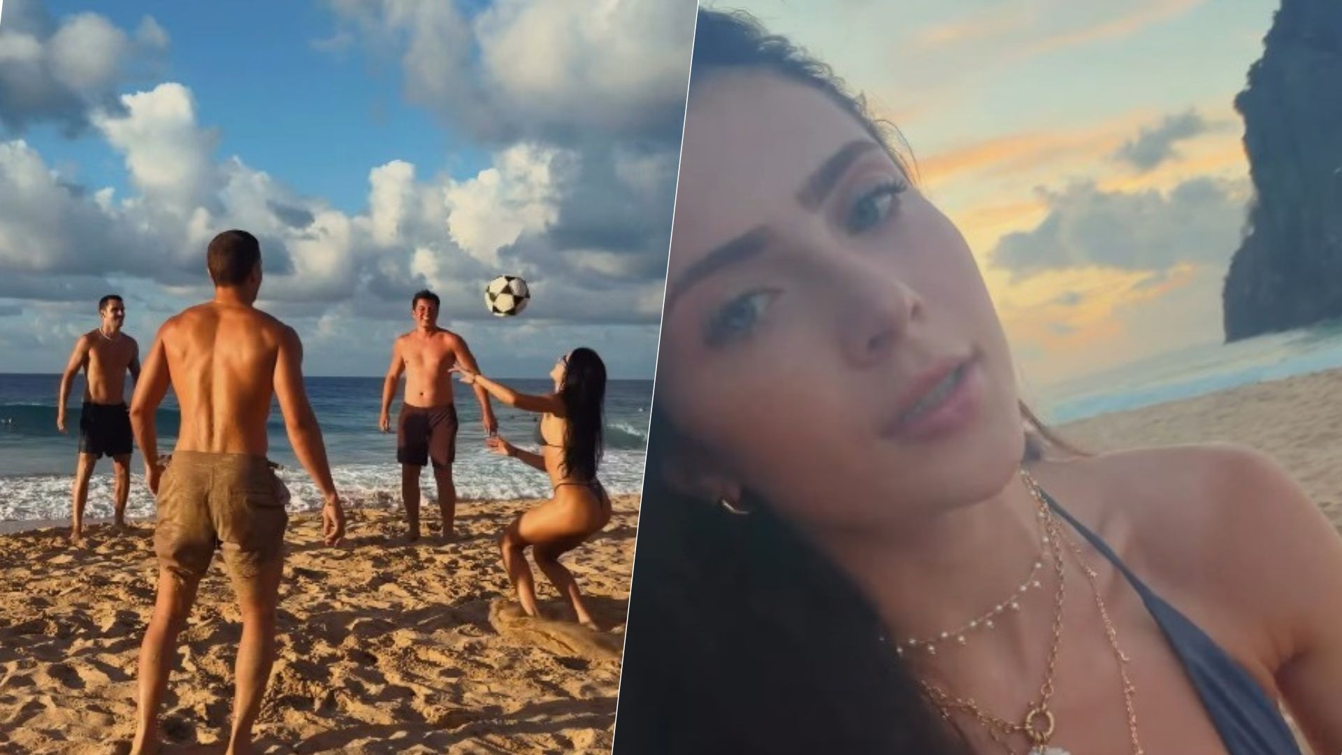 Jade Picon contempla pôr do sol e joga altinha com André Lamoglia em Noronha: 'Surreal'