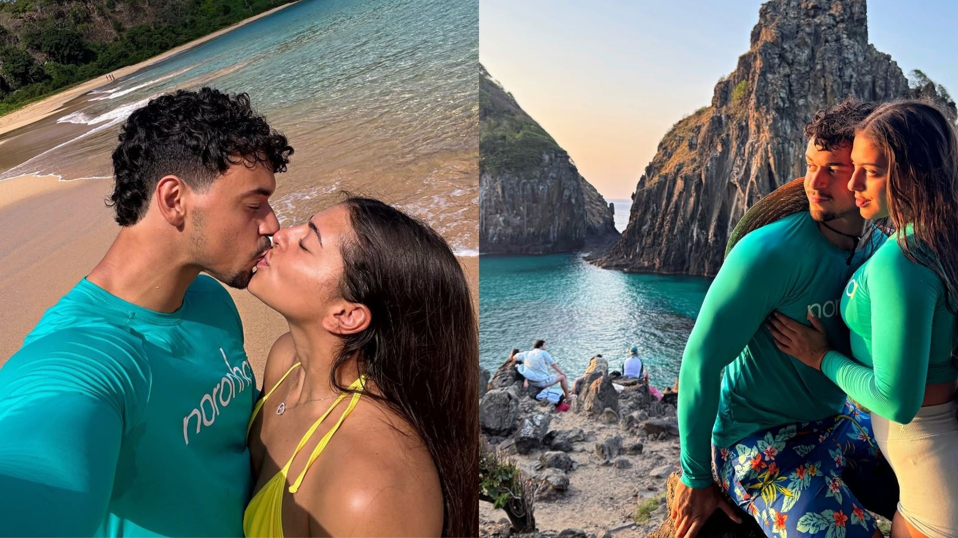 Victor Alexandre e Jarline Batista aproveitando a lua de mel em Fernando de Noronha