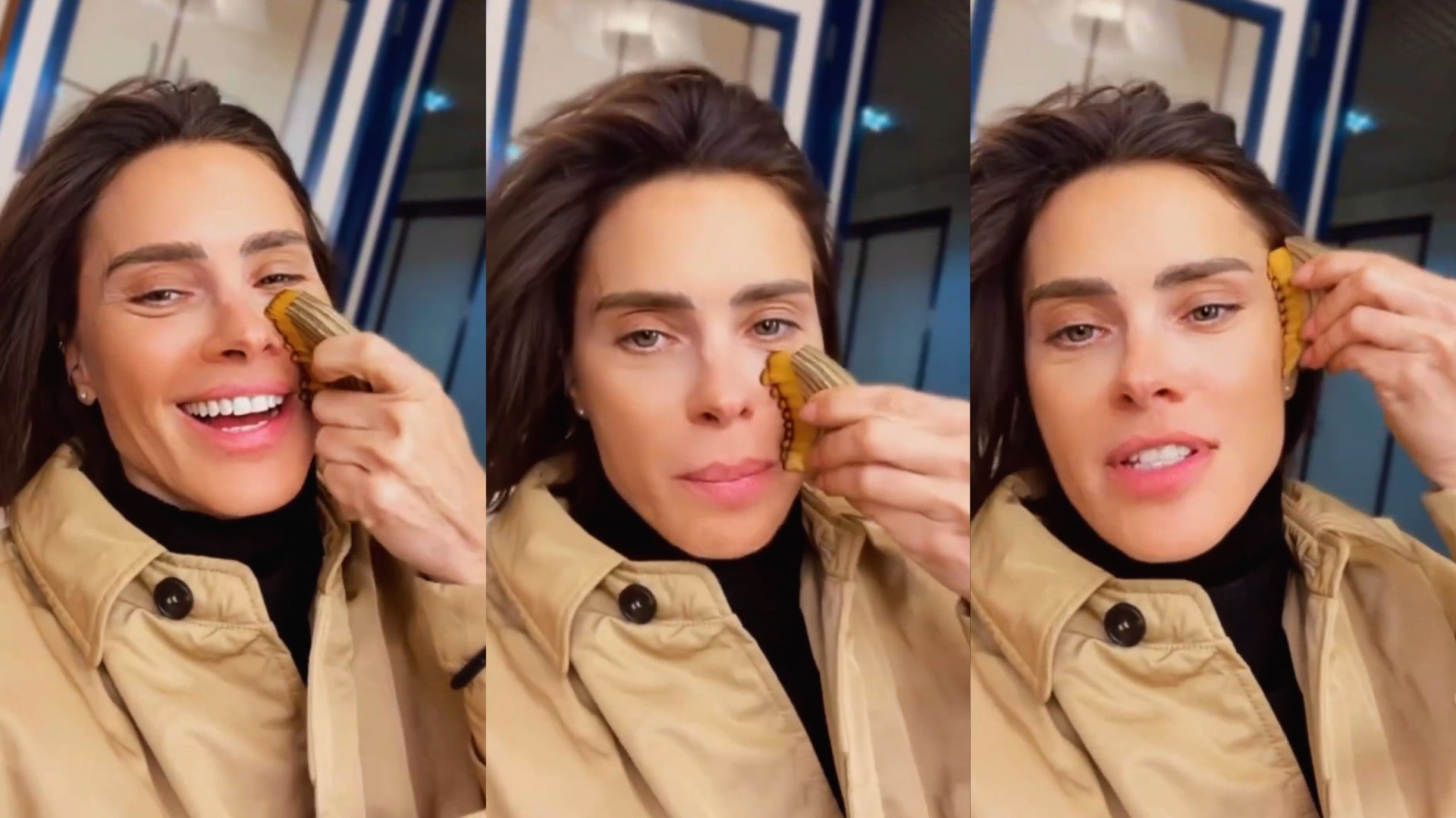 Técnica de escovação facial ganha famosas como Carolina Dieckmmann; saiba benefícios e riscos