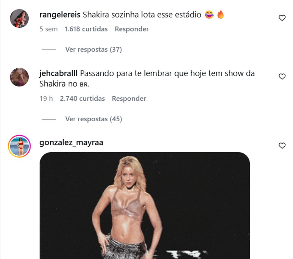Brasileiros invadem perfil de Gerard Piqué para exaltar Shakira — Foto: Reprodução/Instagram