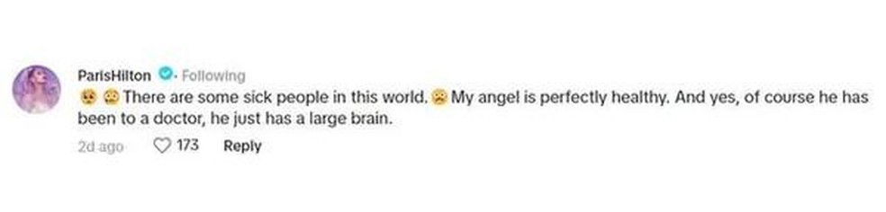 Paris Hilton defende o filho, Phoenix, nas redes sociais — Foto: Reprodução/TikTok