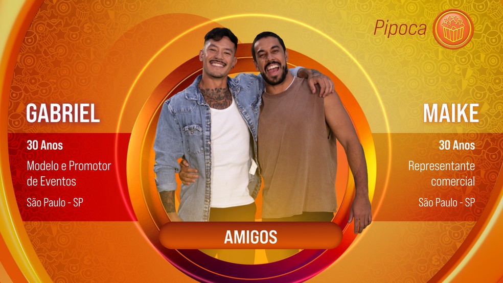 Gabriel e Maike formam a décima dupla anunciada no BBB 25 — Foto: Globo