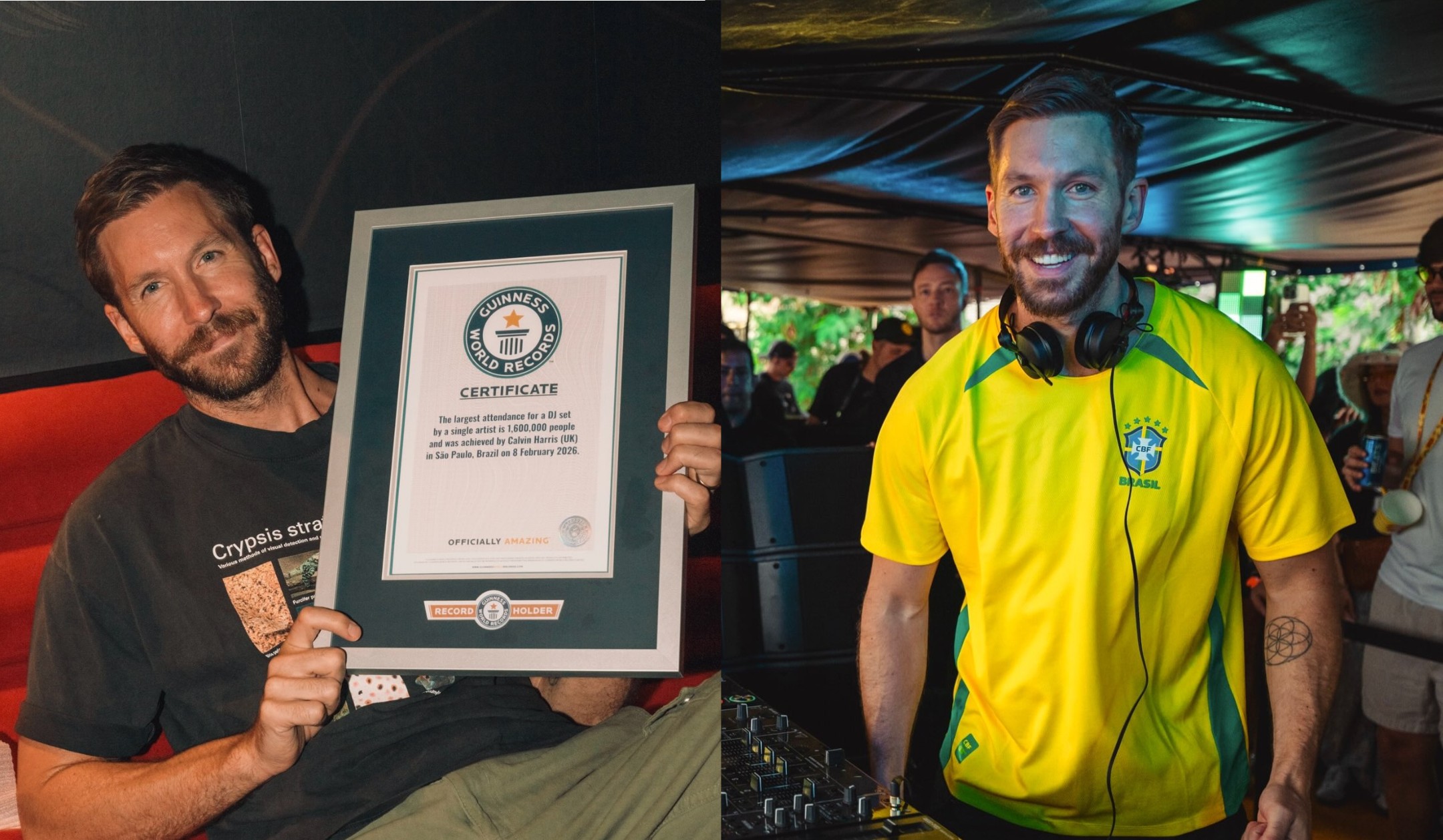 Calvin Harris entra para o Guinness por maior público em set de DJ no Brasil: 'Dia insano'