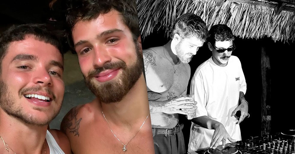 João Lucas com João Guilherme em festa de 23 anos do ator. DJ Kaique comandou o som da comemoração — Foto: Instagram