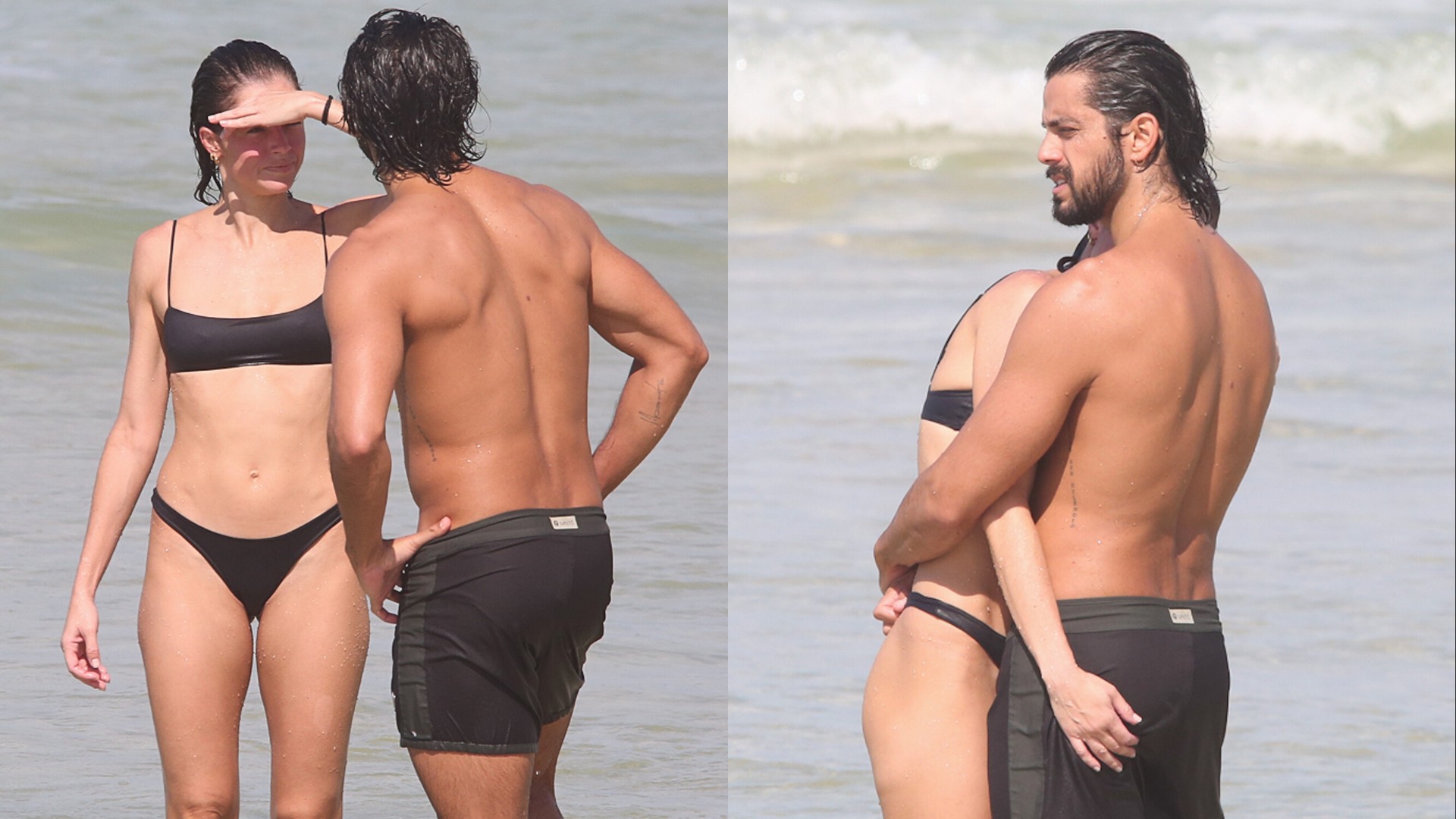 Agatha Moreira e Rodrigo Simas curtem chamego na praia da Barra da Tijuca