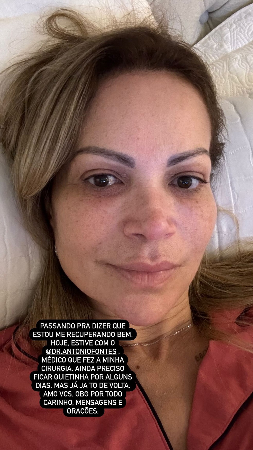 Solange Almeida atualiza estado de saúde  — Foto: Reprodução/Instagram