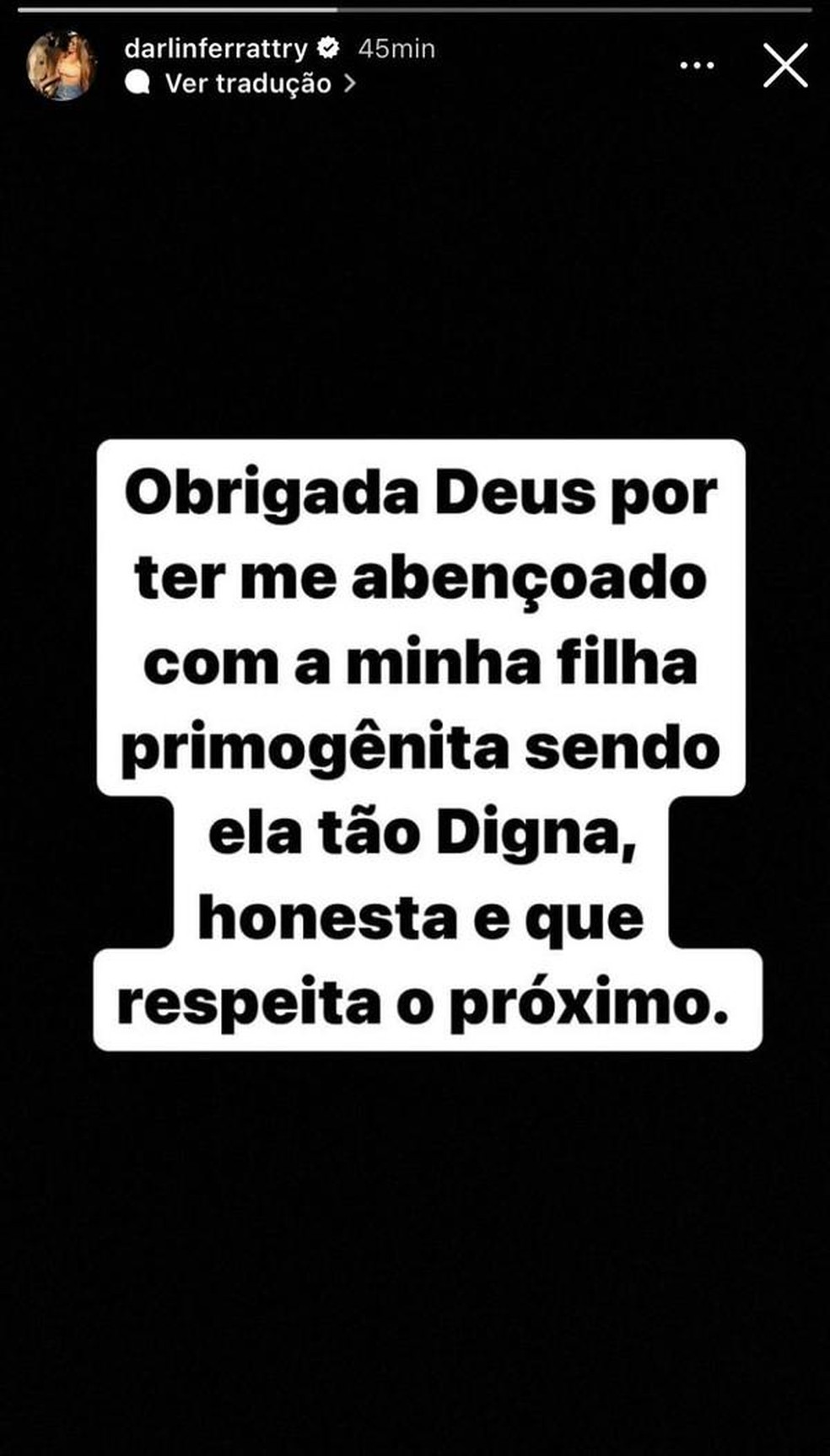 Darlin Ferrattry defende a filha, Lexa — Foto: Reprodução/Instagram