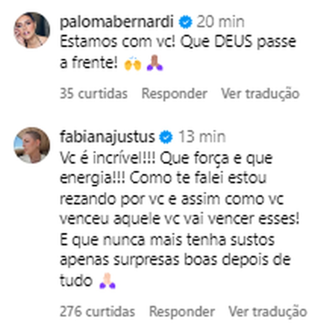 Famosos mandam carinho para Preta Gil — Foto: reprodução