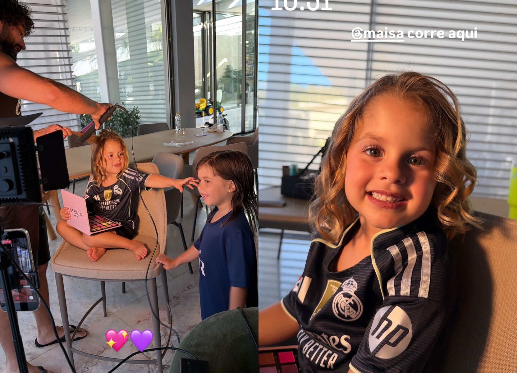 Virgínia mostra filhas se maquiando e compara Maria Flor a Maisa