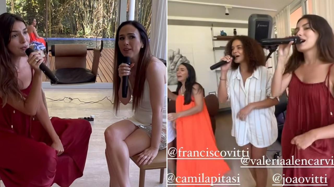 Tata Werneck solta a voz em karaokê de Natal com família e amigos famosos