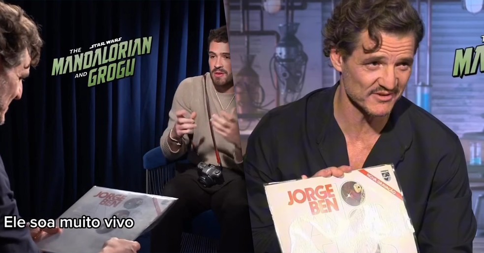 João Guilherme presenteia Pedro Pascal com disco de Jorge Ben Jor e é elogiado: ‘Zerando o game’