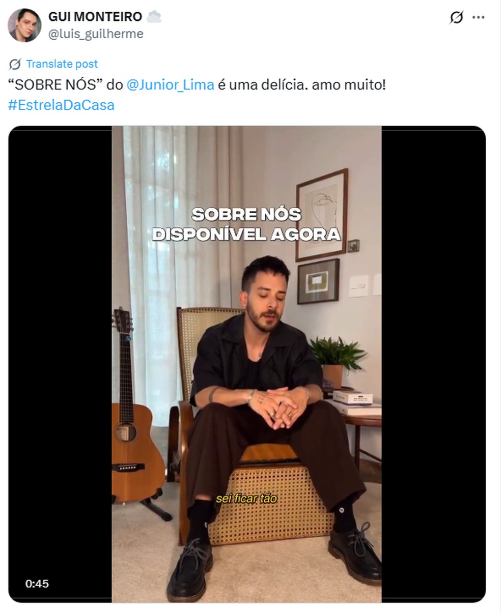 Presença de Junior Lima no Festival da Canção repercute nas redes; confira — Foto: Reprodução/X