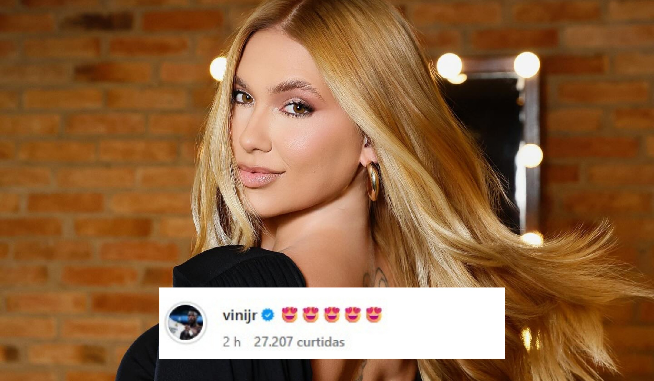 Vini Jr. aprova novo visual de Virginia com emojis de carinha apaixonada