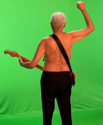 Gilberto Gil nos bastidores do Rock in Rio, preparando para seu show