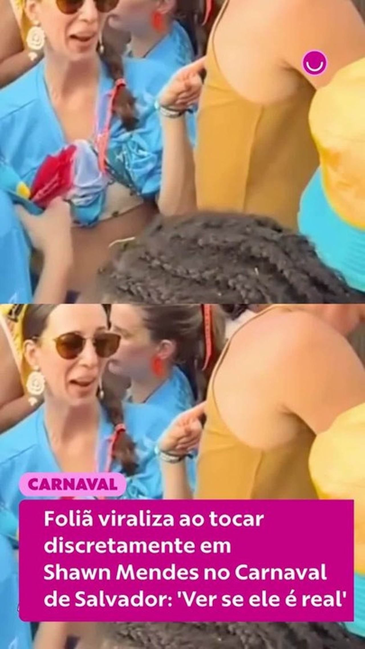 Cena de foliã tocando discretamente em Shawn Mendes no Carnaval de Salvador viraliza: 'Ver se ele é real'