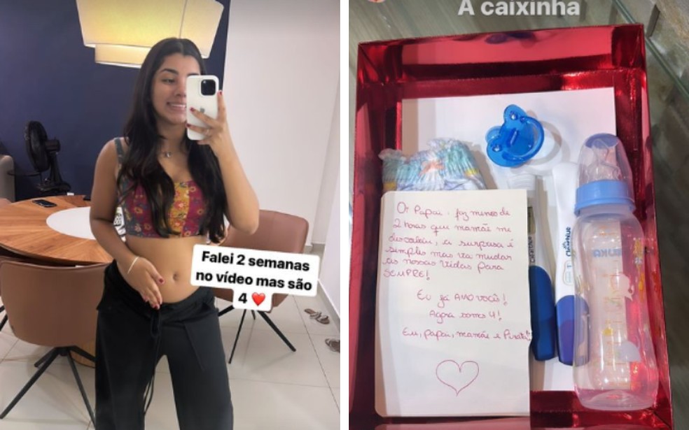 Ary Mirelle e o kit que montou para contar a João que espera um bebê dele — Foto: Reprodução Instagram