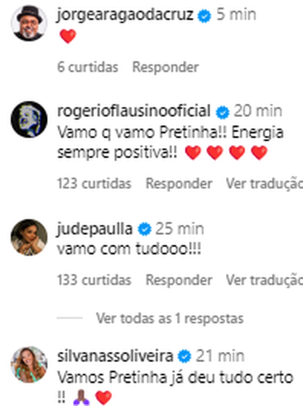 Famosos mandam carinho para Preta Gil — Foto: reprodução