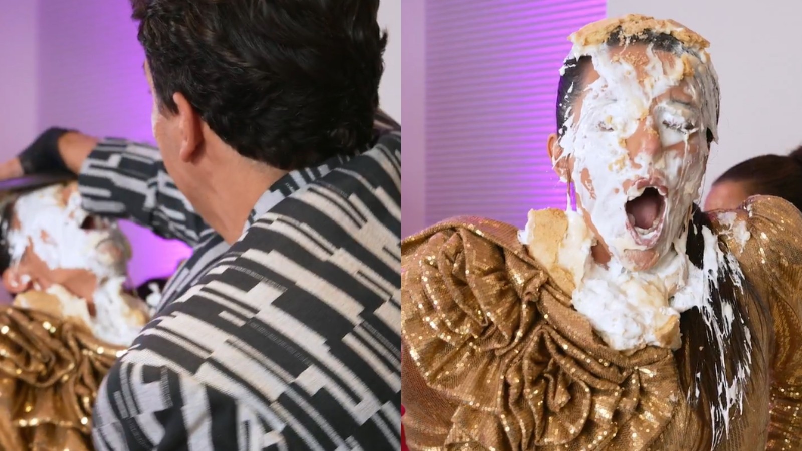 Anajú Dorigon leva torta na cara em cena do último capítulo de Icônica: de Faxineira à Fashionista