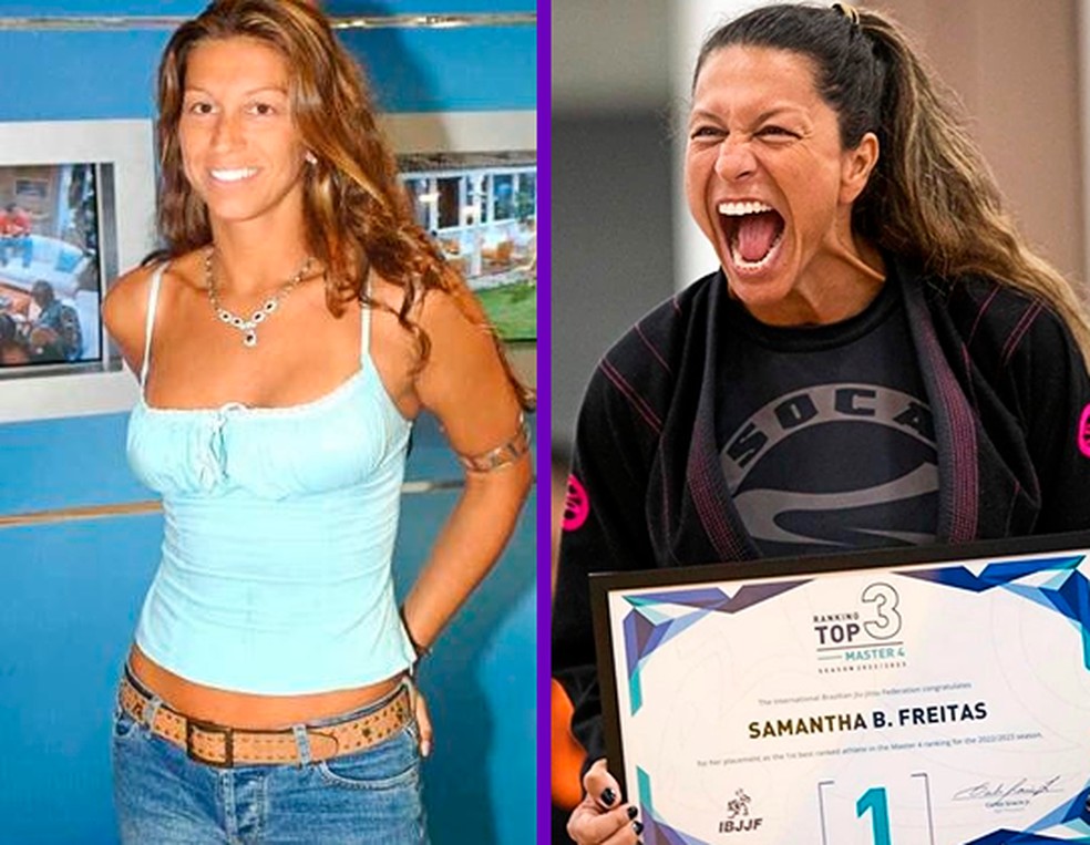 Samantha foi uma das primeiras eliminadas do BBB 3 — Foto: Reprodução/TV Globo/ Redes Sociais