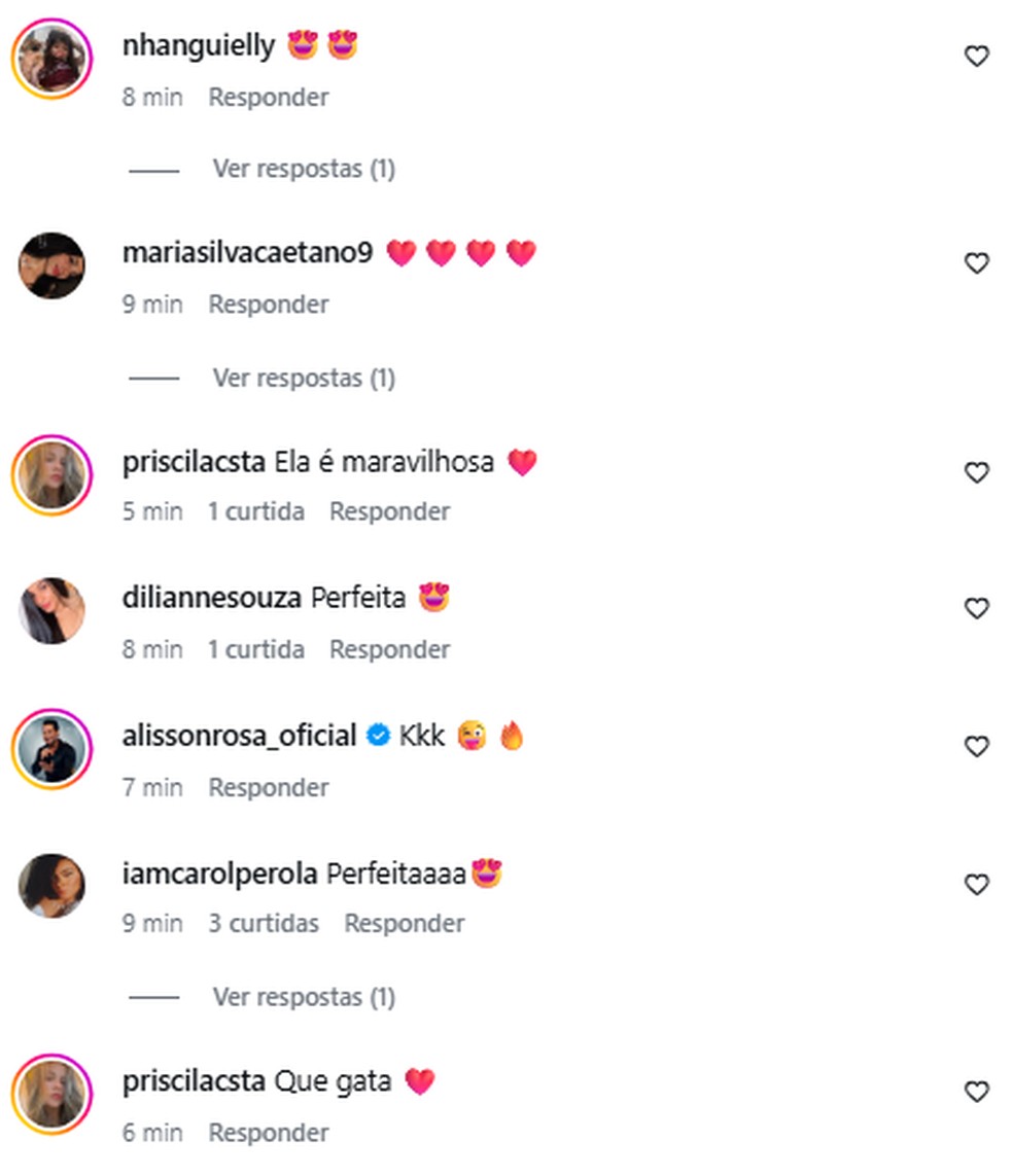 Fãs de Natália Deodato comentam a publicação — Foto: Reprodução/Instagram