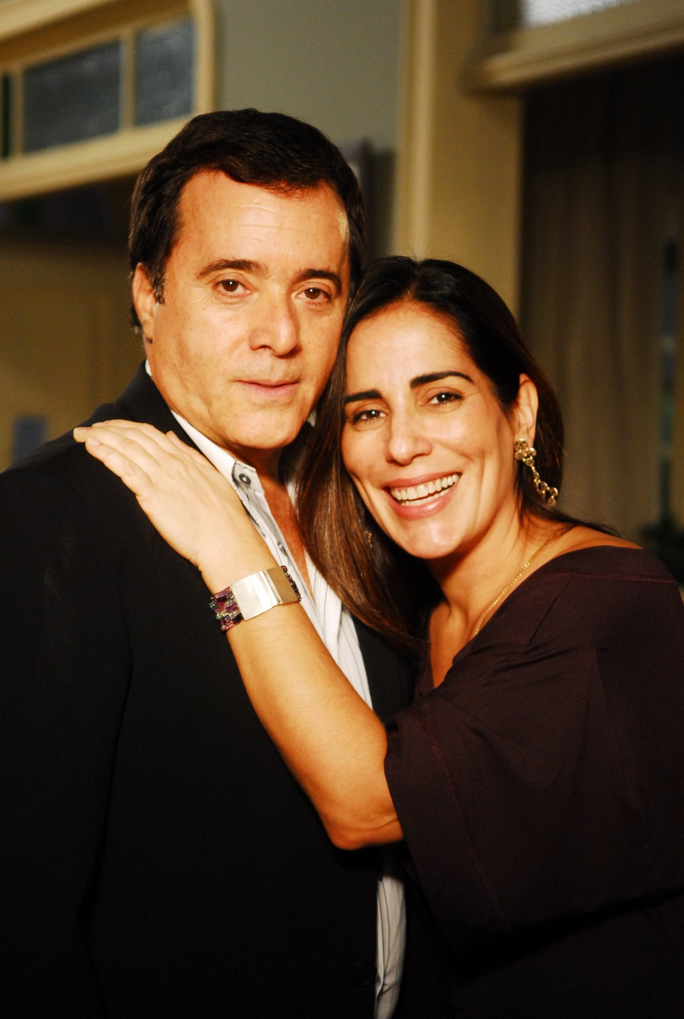 Tony Ramos e Gloria Pires nos bastidores de Paraíso Tropical — Foto: Divulgação/TV Globo
