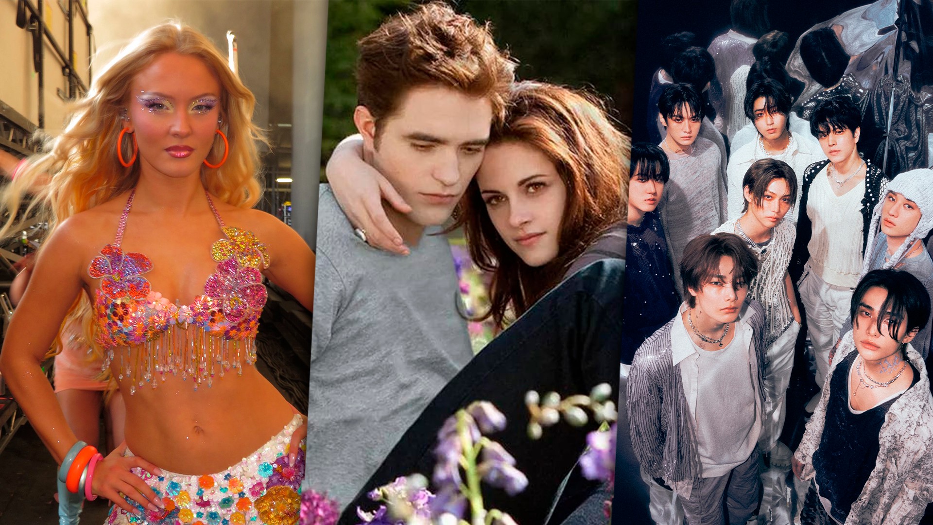 Tela de streaming com imagens de filmes e shows ao vivo