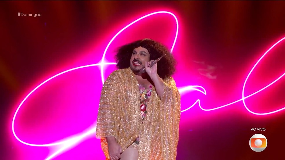 Luis Lobianco interpretou Gal Costa na Batalha do Lip Sync — Foto: Globo