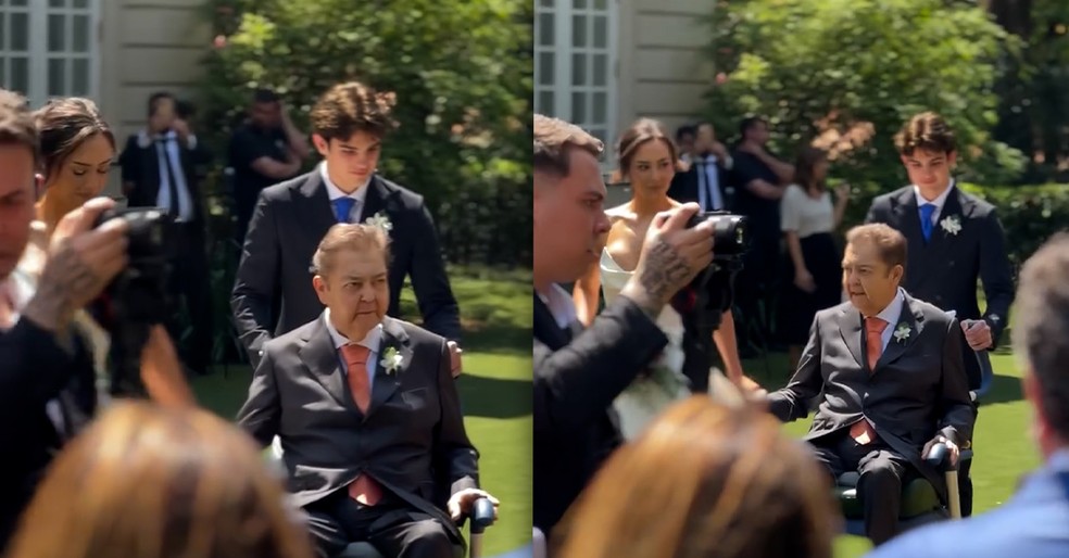 contioutra.com - De cadeira de rodas, Faustão fala pela 1ª vez depois de conduzir a filha ao altar em casamento emocionante