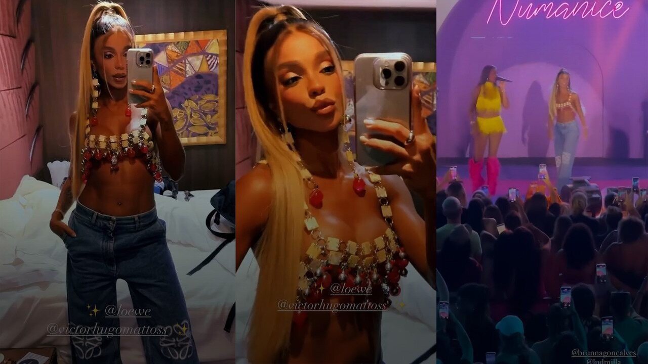 Brunna Gonçalves deixa seios à mostra em look para o cruzeiro