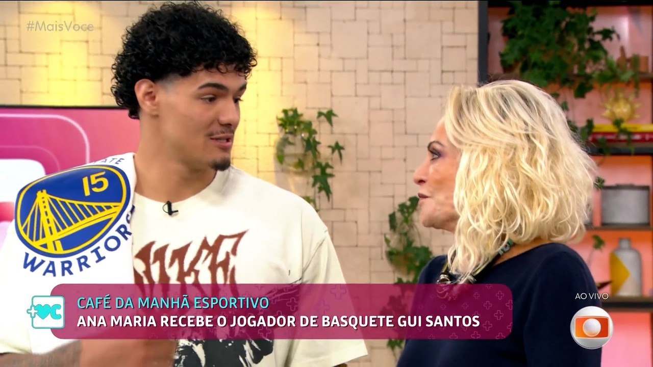 Ana Maria Braga recorre a banco para falar com Gui Santos, do basquete: 'Para conversar sossegado'
