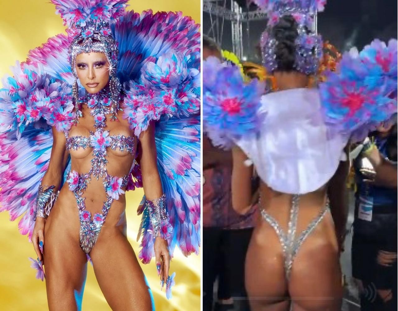 Rainha, Sabrina Sato impacta com fantasia cavadíssima na Gaviões da Fiel; veja vídeo