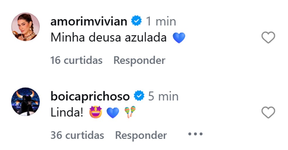 Vivian Amorim e Boi Caprichoso elogiam a publicação de Marciele — Foto: Reprodução/Instagram