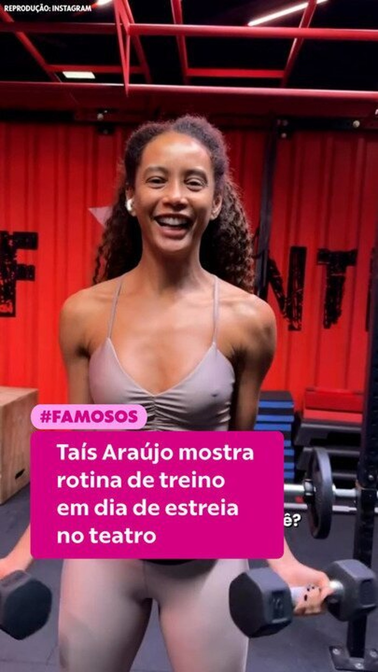 Taís Araujo usa rotina intensa de treino para aliviar tensão em dia de estreia no teatro