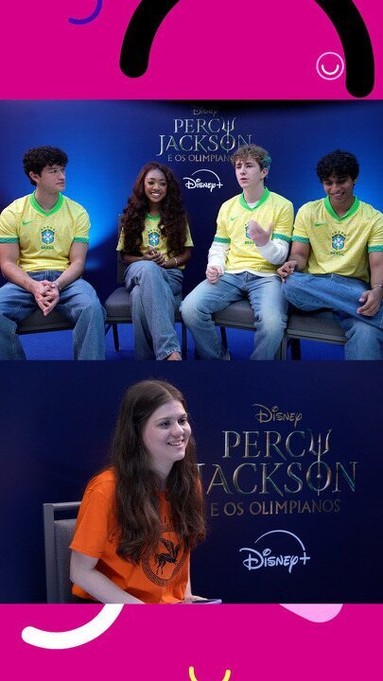 Elenco de 'Percy Jackson' aprende palavras em português e se derrete pelos fãs brasileiros: 'Insano'