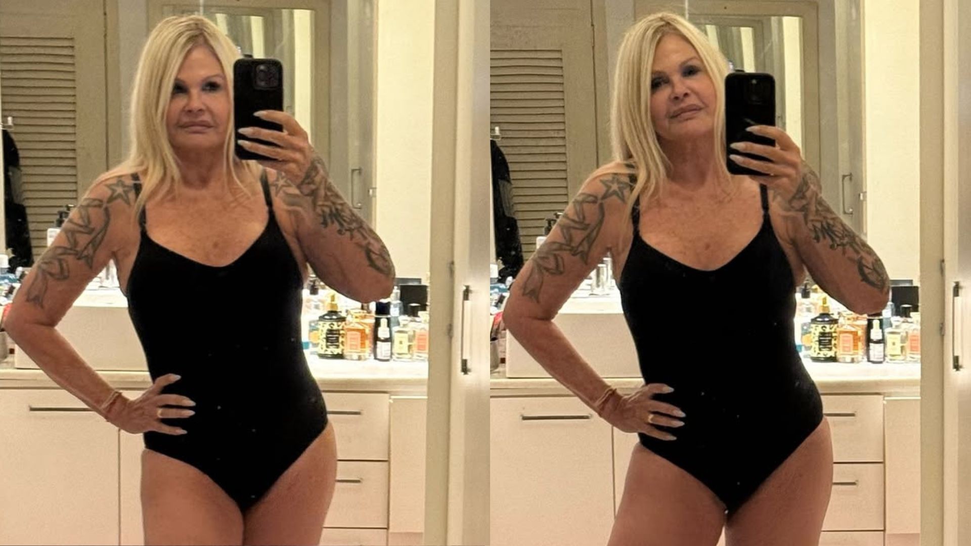 Monique Evans posa de maiô e reflete sobre o corpo: 'Essa sou eu e meus 69 anos'