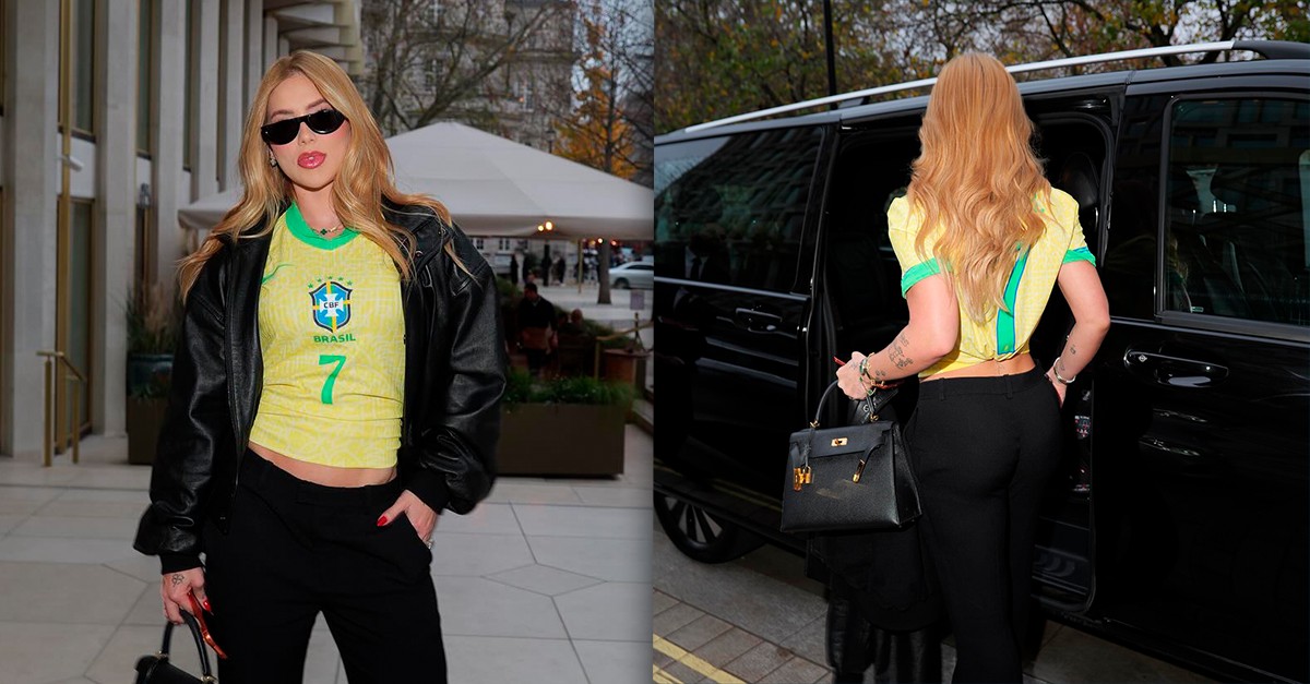 Virginia marca presença em jogo da Seleção na torcida por Vini Jr.