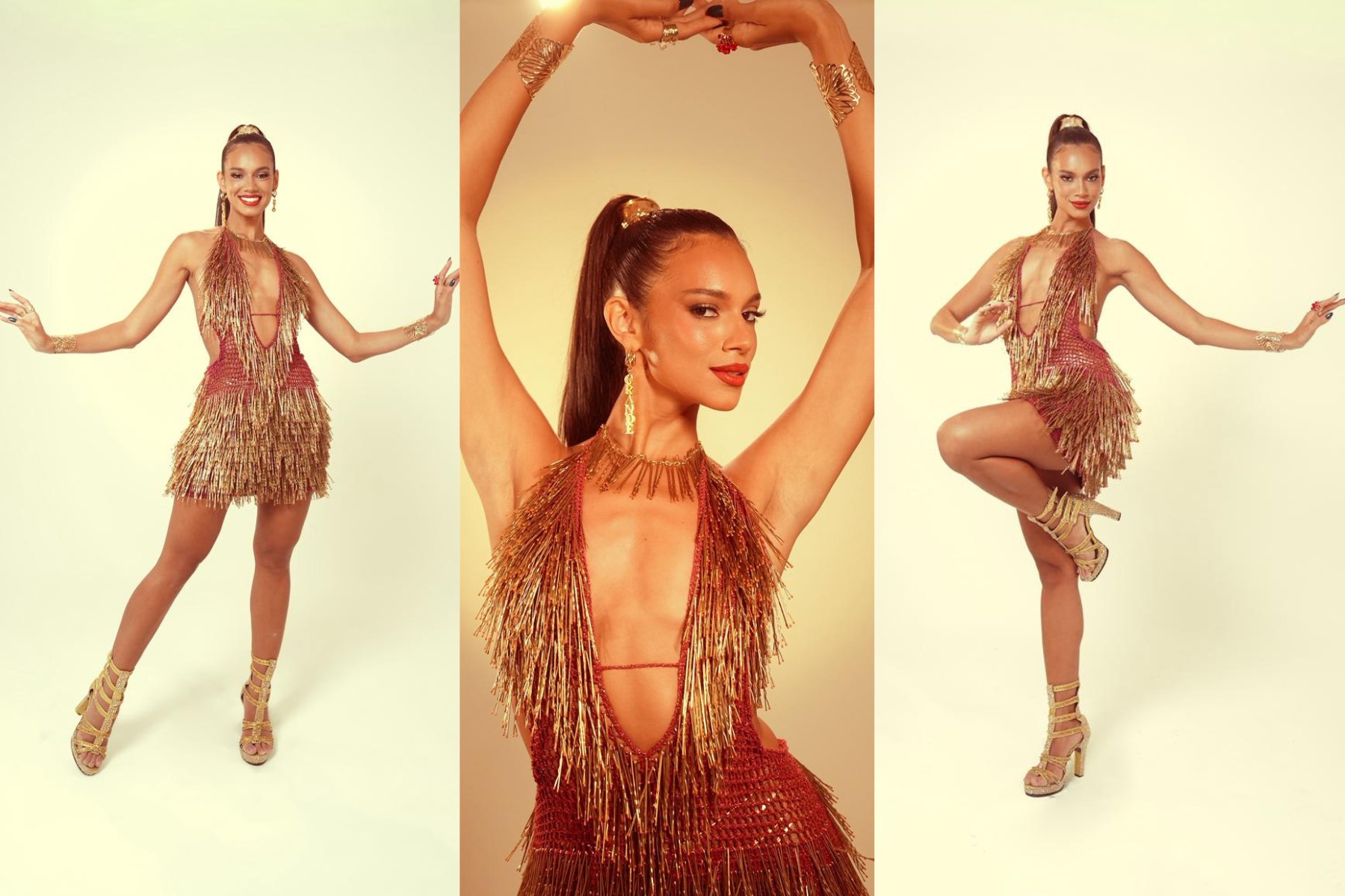 Grande Rio leva exército de musas para minidesfile na Cidade do Samba; fotos