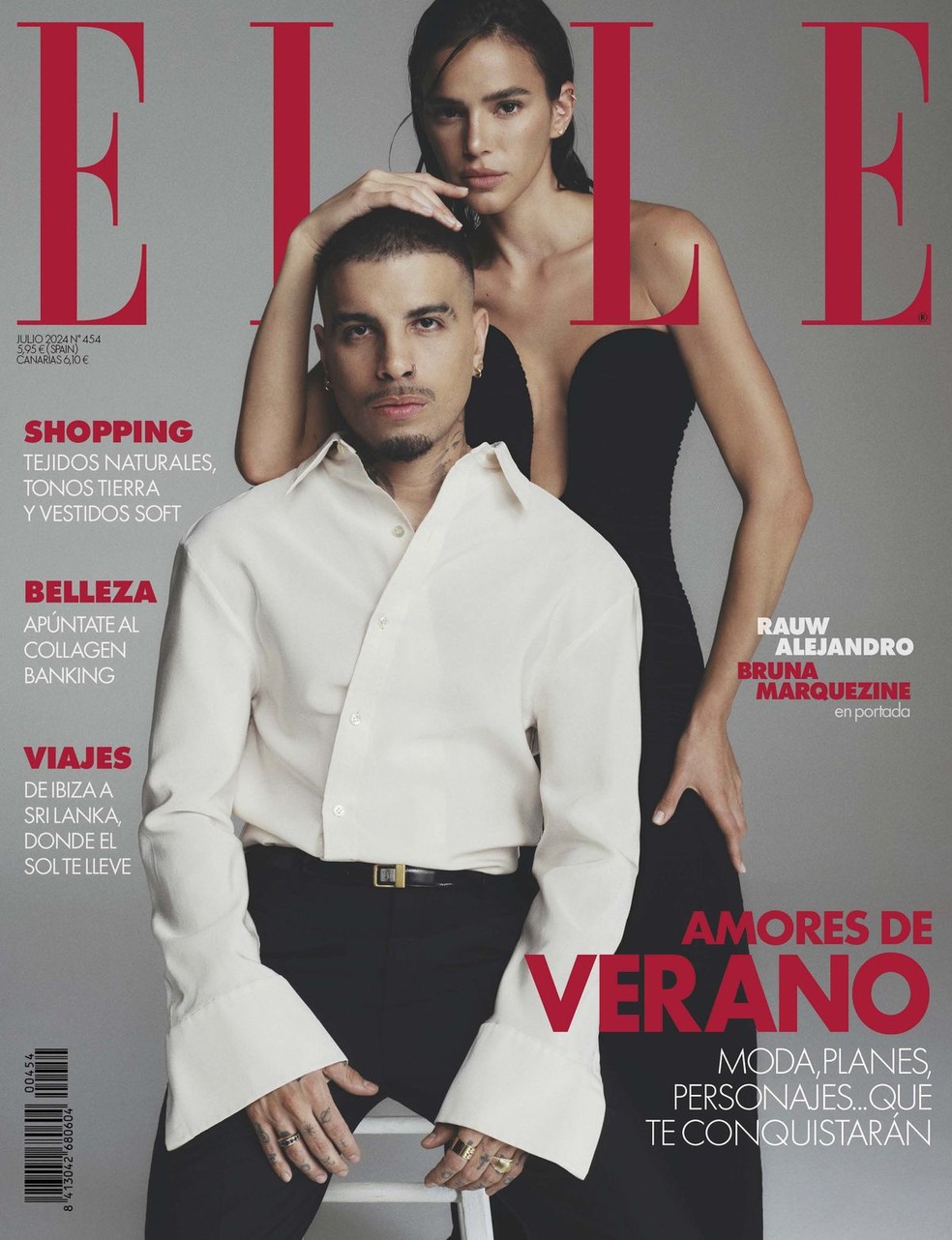 Bruna Marquezine e Rauw Alejandro na capa da Elle espanhola — Foto: divulgação