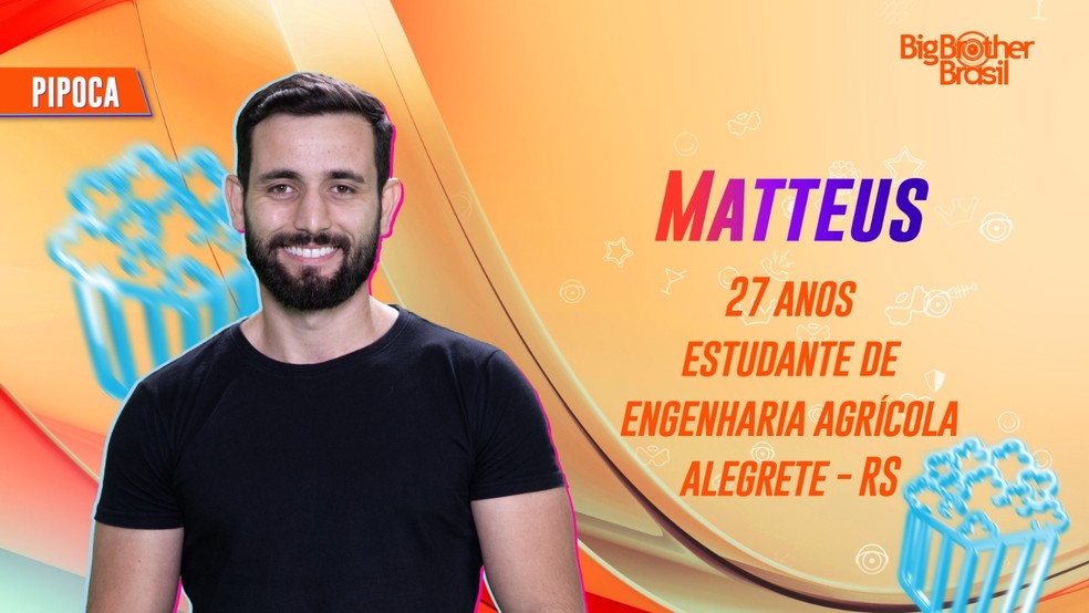 Matteus é participante do BBB 24 no grupo Pipoca — Foto: Globo