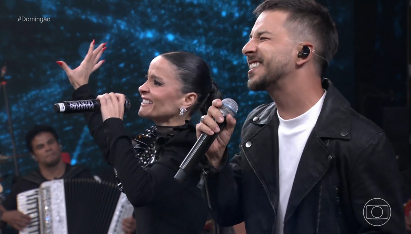 No Domingão, Maiara chora e revela paixão por Junior Lima na infância