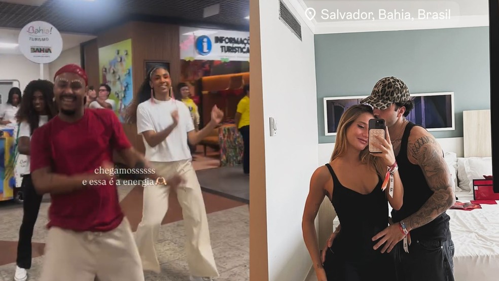 Bruna Griphao e namorado chegam em Salvador — Foto: Reprodução/Instagram