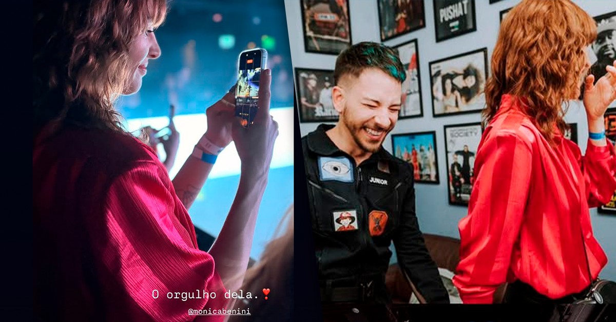 Monica Benini prestigia show de Junior em São Paulo e se derrete pelo marido: 'Amo tanto te ver assim'