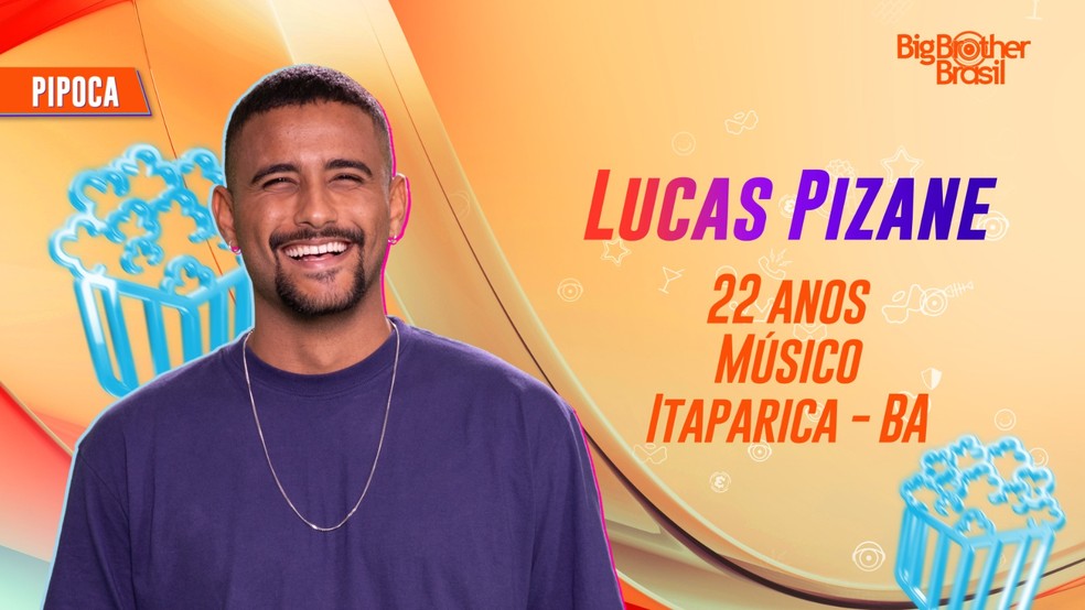Lucas Pizane é participante do BBB 24 no grupo Pipoca — Foto: Globo
