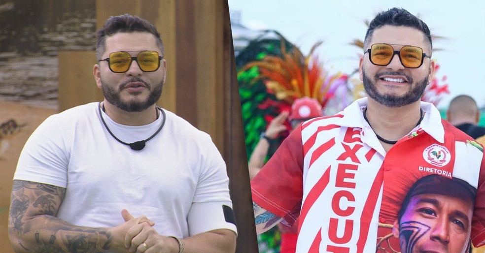 Antes e depois de Marcelo, do BBB 25 — Foto: Globo / Reprodução / Instagram