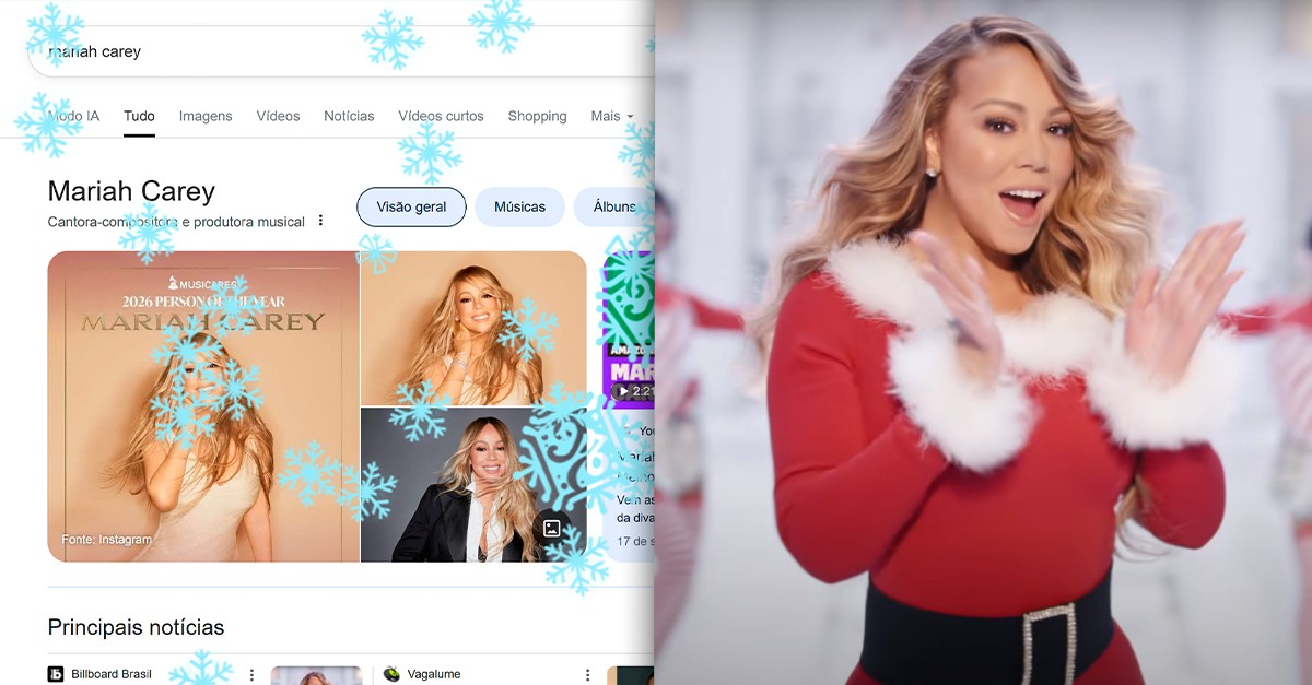 Faltando cerca de um mês para o Natal, Google começa a 'descongelar' Mariah Carey